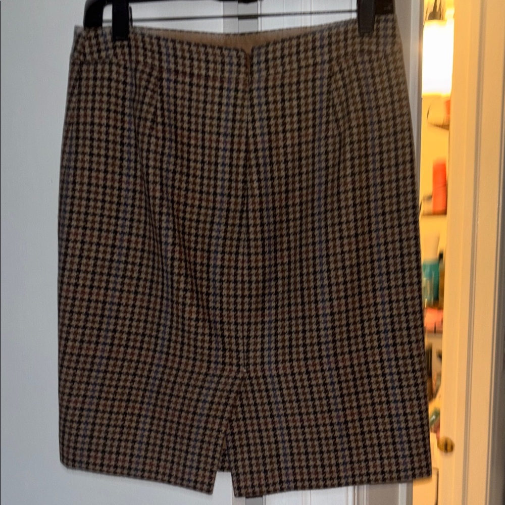 J.Crew Houndstooth Brown Wool-Blend Skirt Sz 2 - Picture 4 of 4
